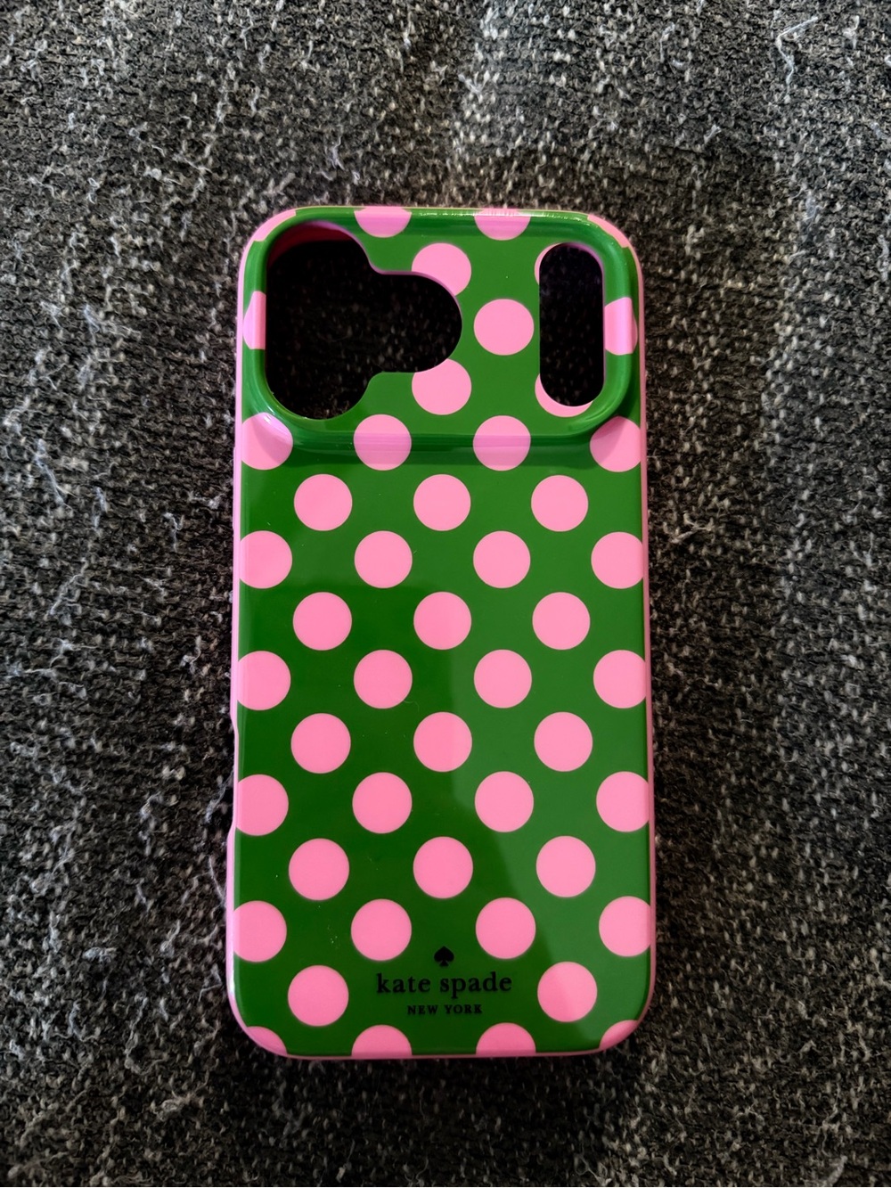 iPhone 17 Pro MAX- Kate Spade Green & Pink Polka Dot Phone Case